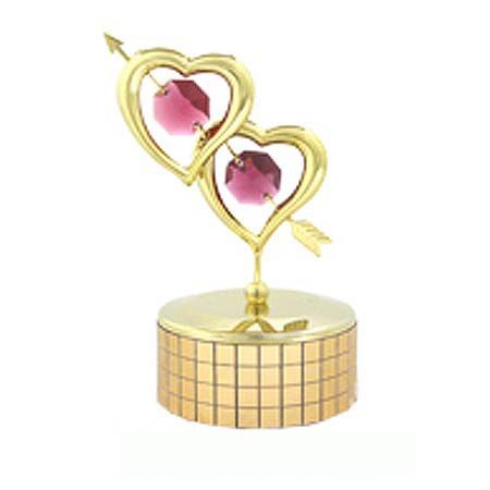 Миниатюра Музикална фигурка сърца Злато Swarovski ® Crystal