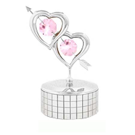 Миниатюра Музикална фигурка сърца Сребърна Swarovski ® Crystal