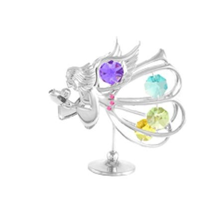 Миниатюра Ангел със сърце Сребърна Swarovski ® Crystal