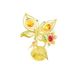 Миниатюра Пеперуда на цвете Златна Swarovski ® Crystal