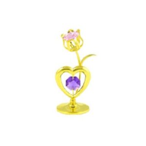 Миниатюра Сърце и Роза Злато Swarovski ® Crystal
