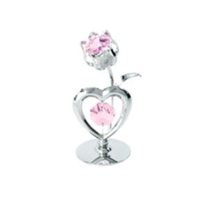 Миниатюра Сърце и Роза сребро Swarovski ® Crystal