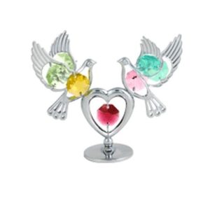 Миниатюра Два гълъба сребро Swarovski ® Crystal