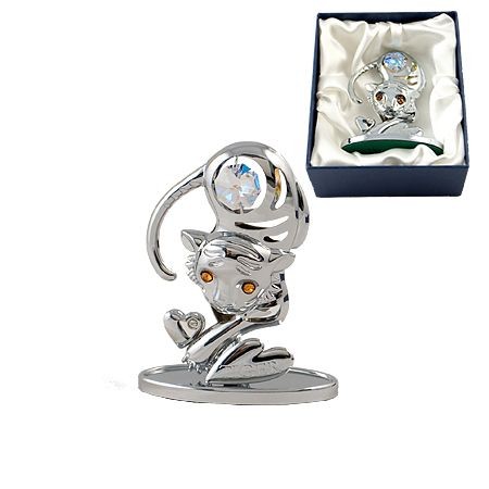 Миниатюра Тигър сребро Swarovski ® Crystal