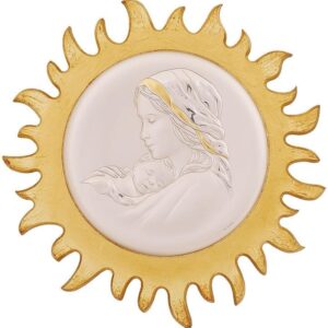 Икона света Богородица с Младенеца (Злато и Сребро) Слънце